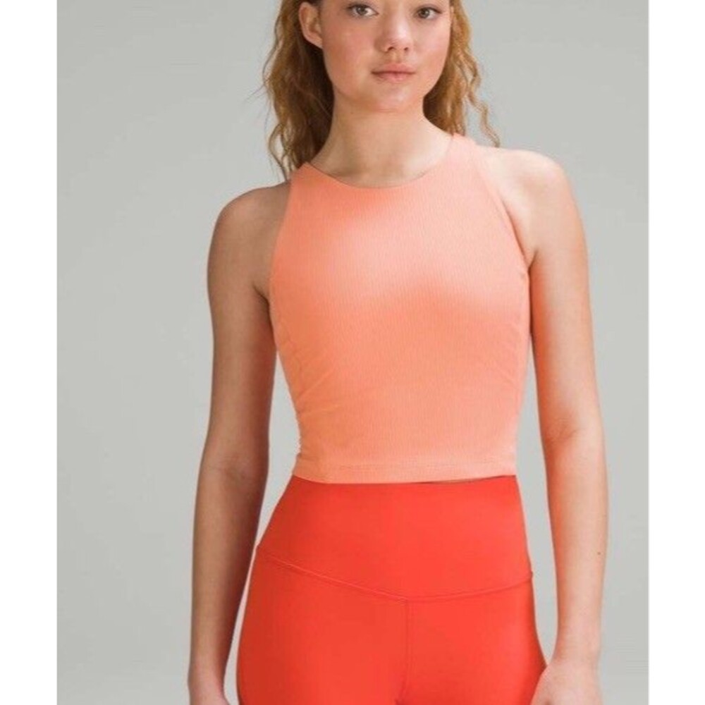 Lululemon Size 0 Align Ribbed High-Neck Tank Top Sunny Coral